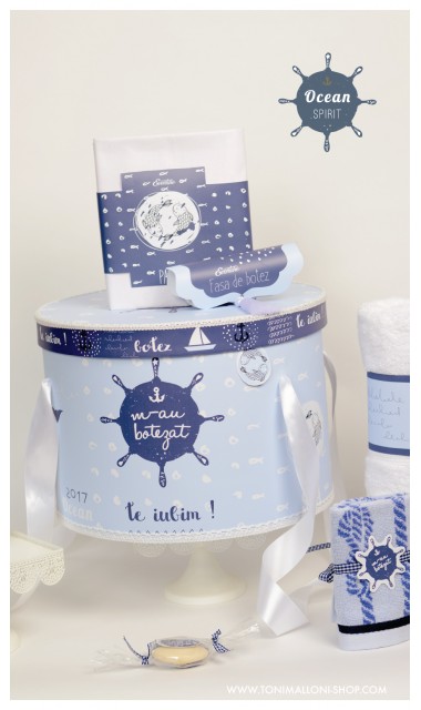 Trusou de botez brodat cu elemente nautice, navy, Ocean 2